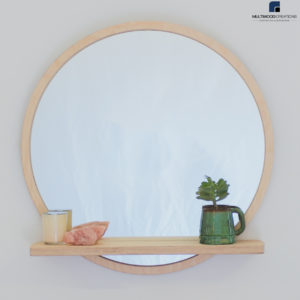 Round Shelf Mirror Birch Ply