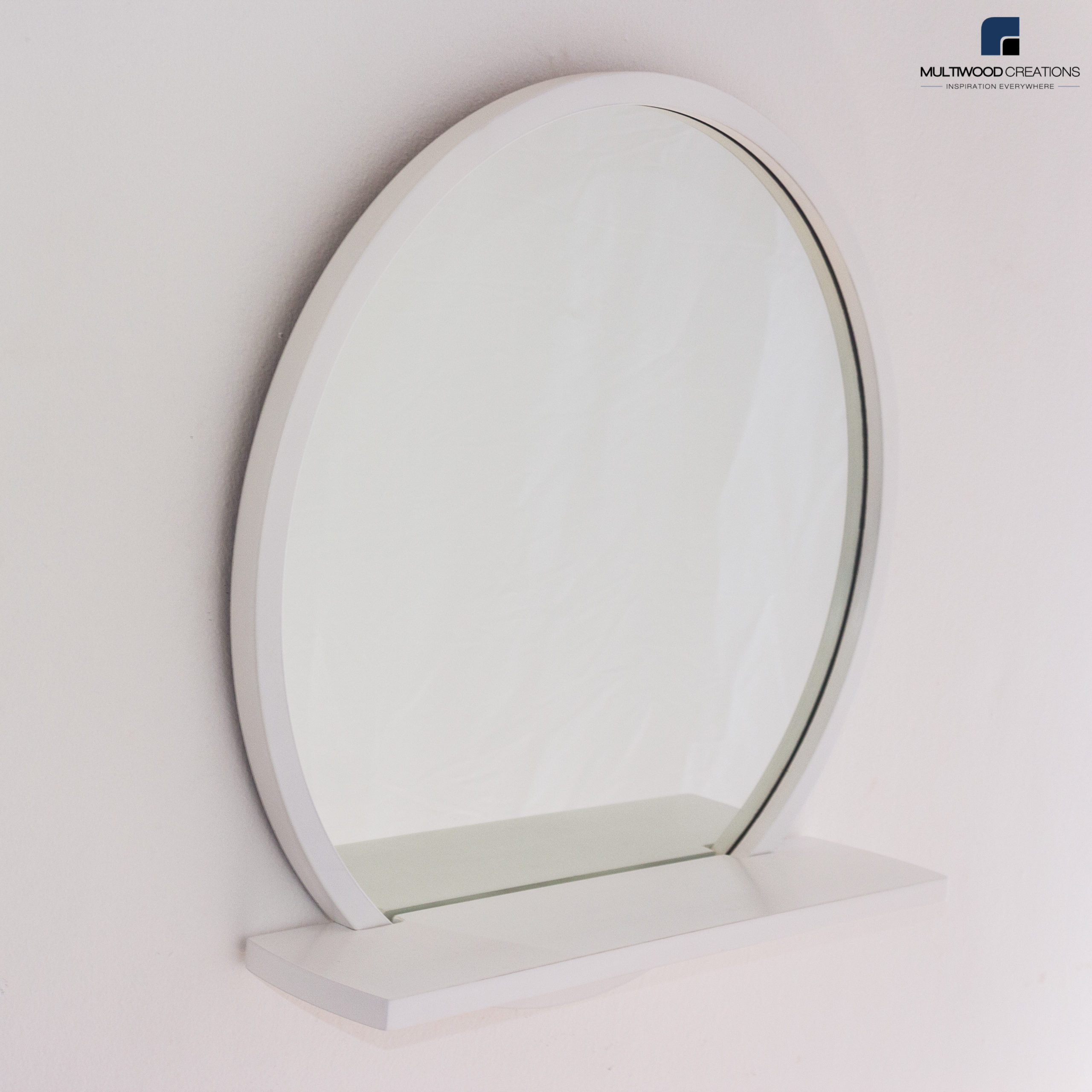 Round Shelf Mirror White - Image 5