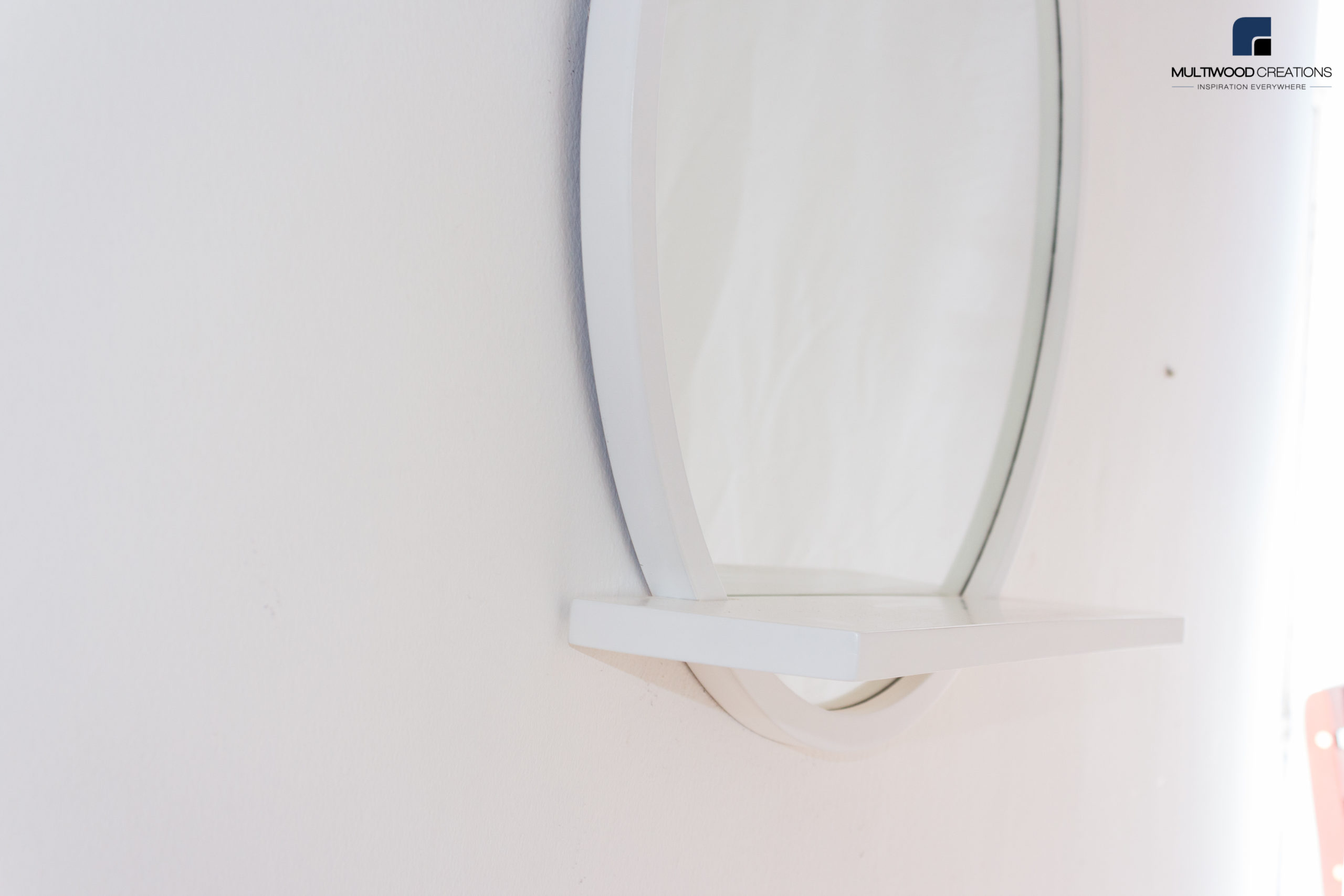Round Shelf Mirror White - Image 6