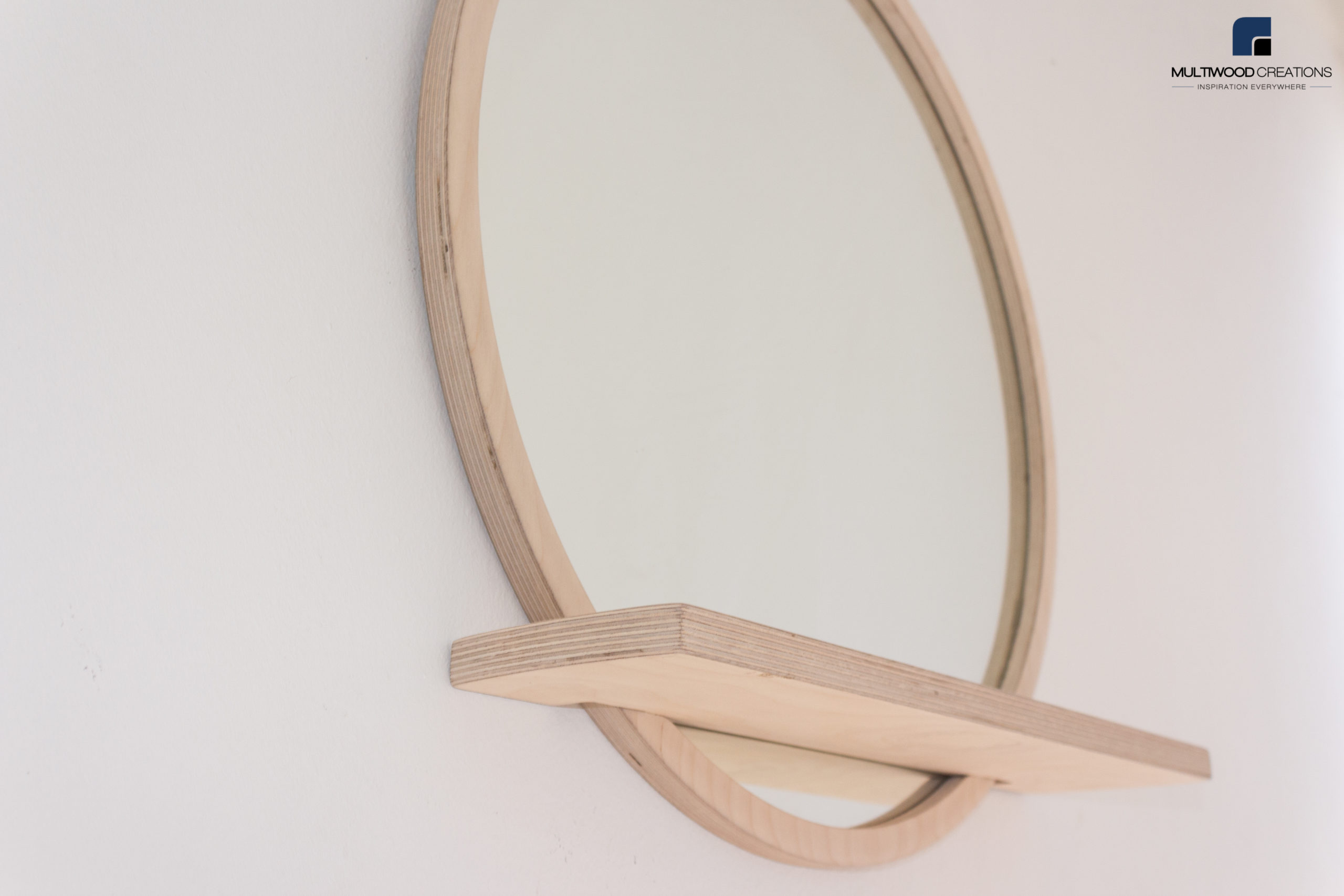 Round Shelf Mirror Birch Ply - Image 4