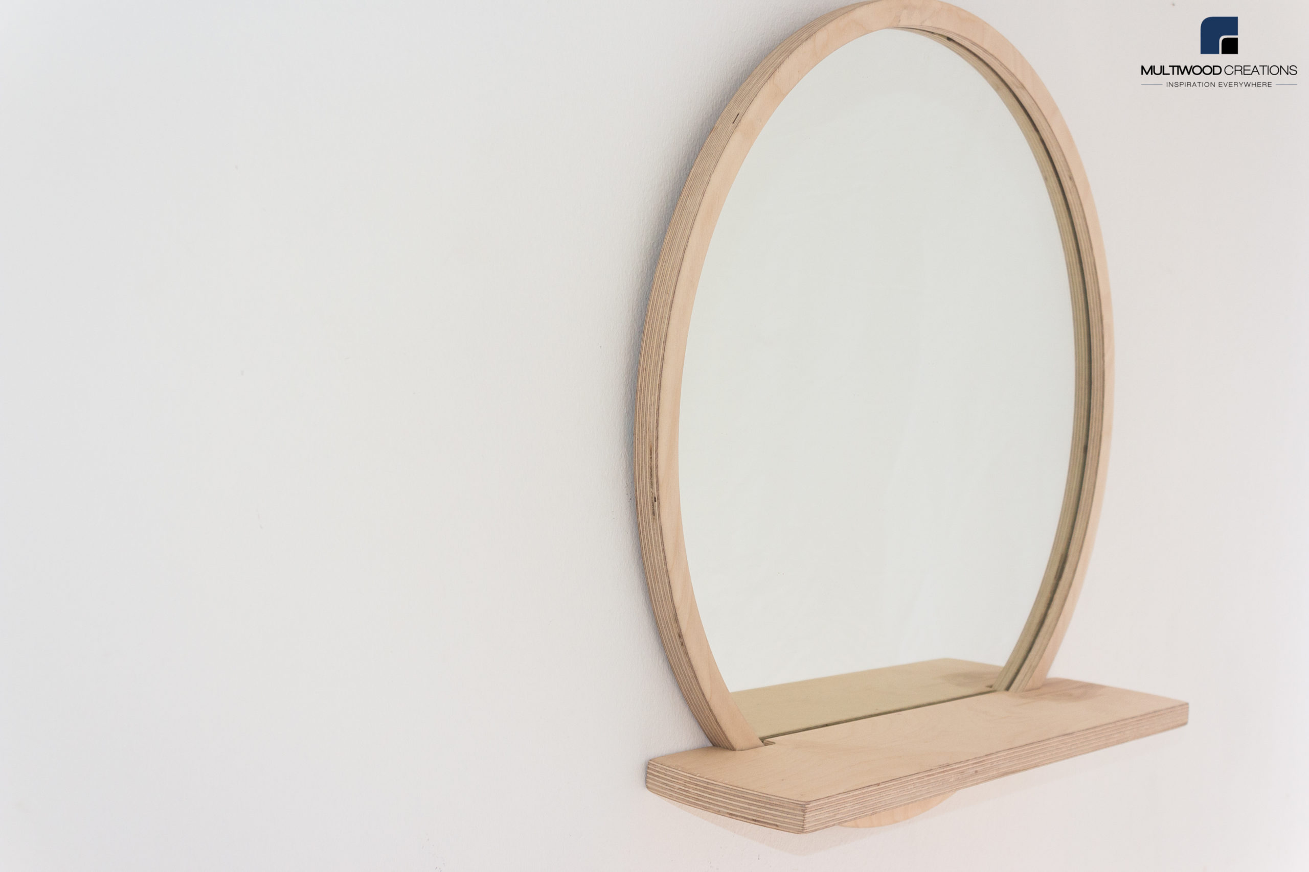 Round Shelf Mirror Birch Ply - Image 3