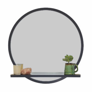 Round Shelf Mirror Black