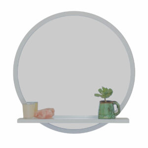 Round Shelf Mirror White