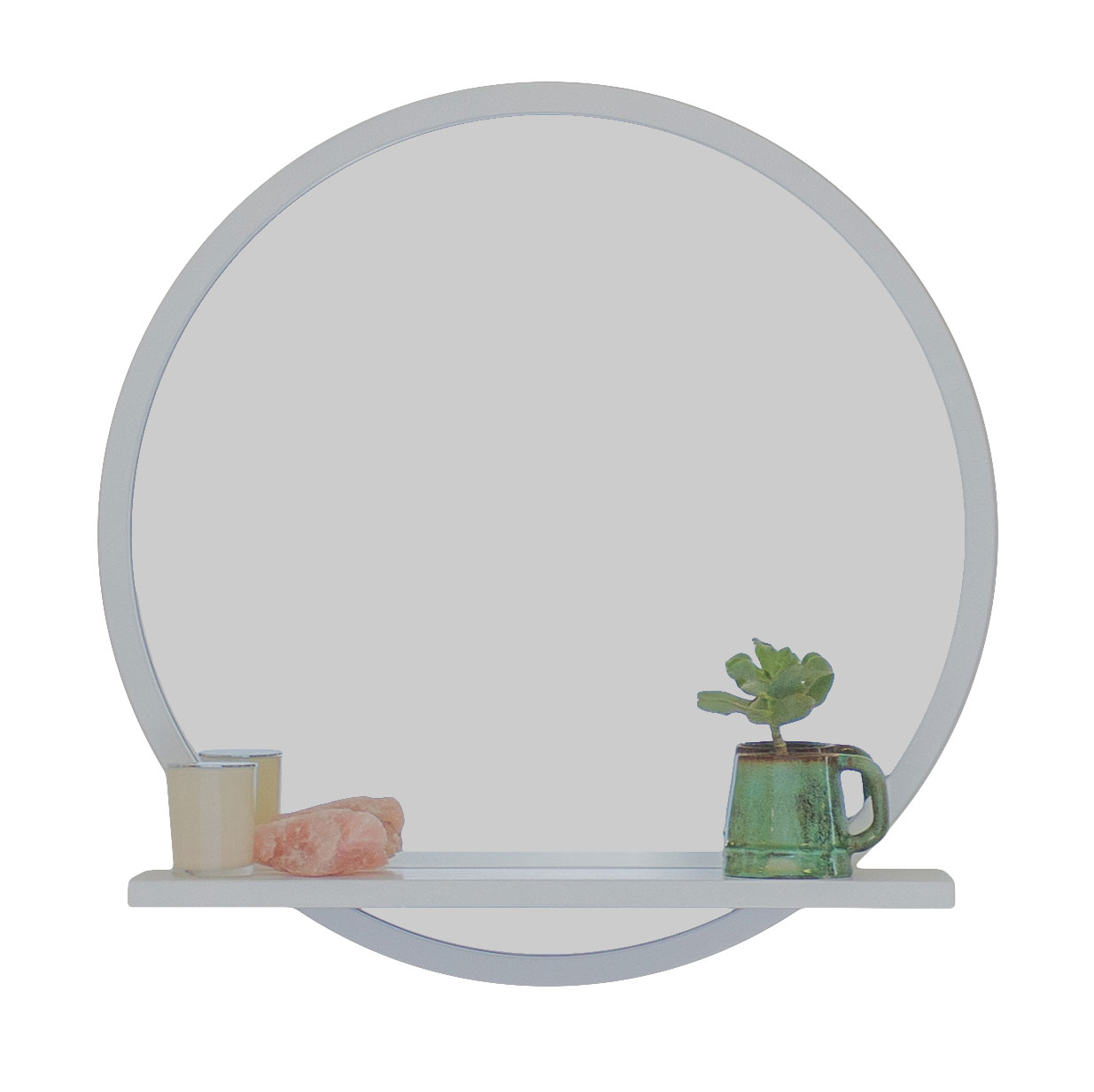 Round Shelf Mirror White
