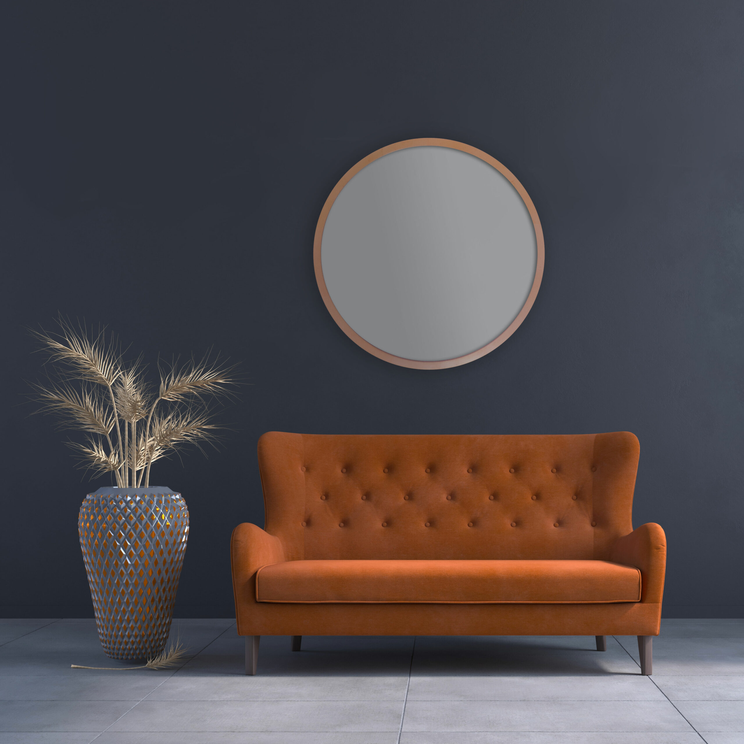 Thin Round Mirror Copper Leaf - Image 2