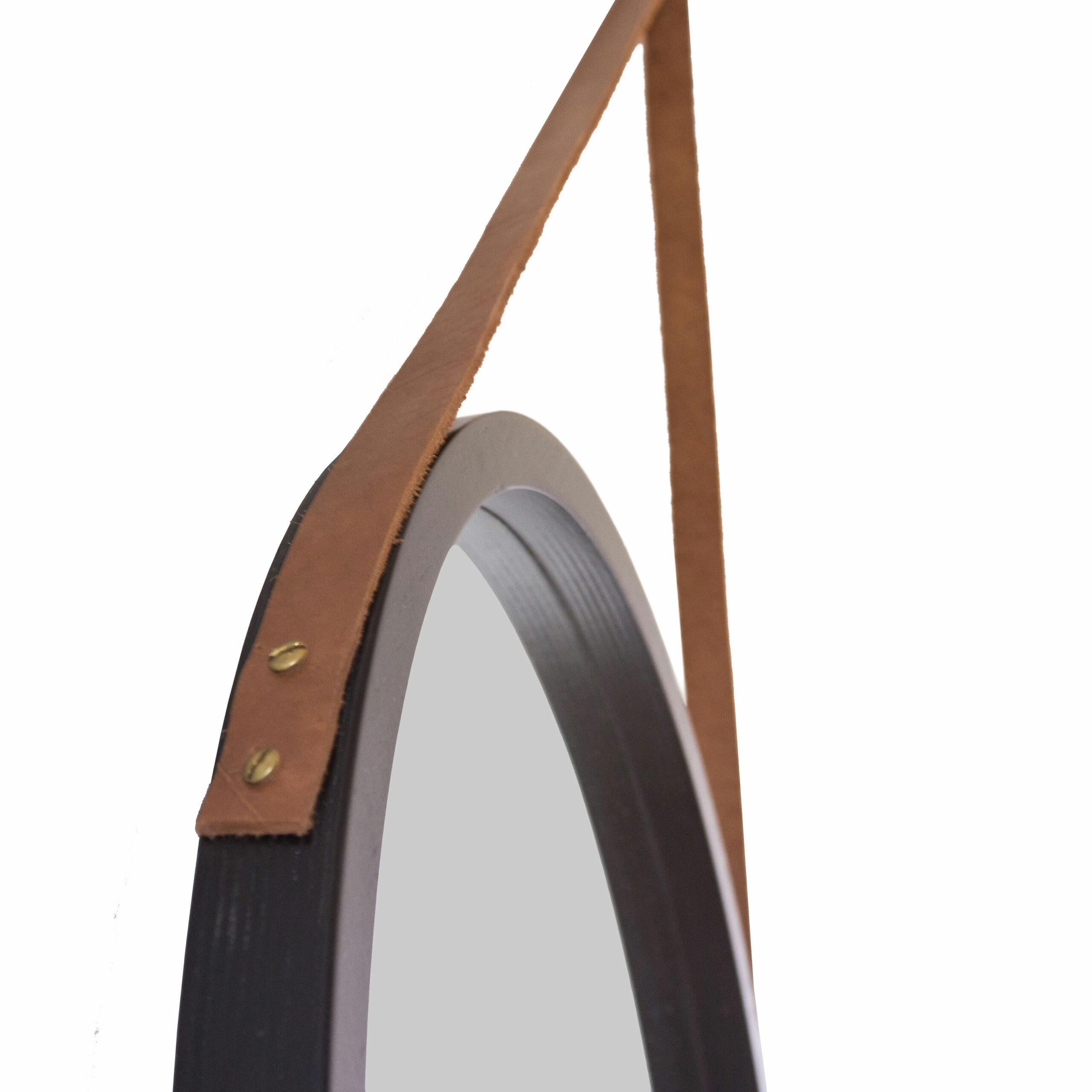 Western Leather Black Round Mirror - Image 3